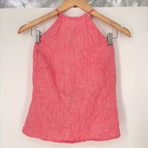 French Connection Women's Top Size 4‎ Pink Sleeveless Linen Halter Crisscross